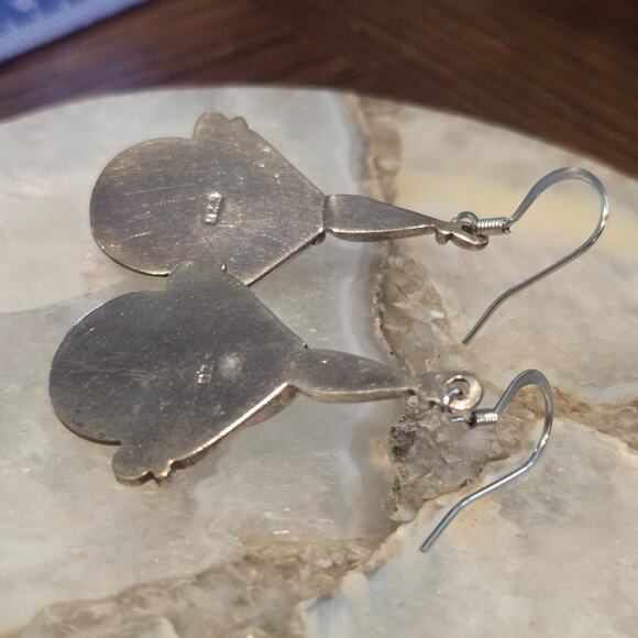 Vintage Sterling Silver Garnet Drop Dangle Earrings - Picture 11 of 12